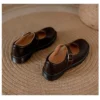 Womens Preppy Round Toe Mary Jane Shoes Buckle Strap Leather Platform