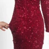 Sequin Velvet Long Sleeve V-Neck Mermaid Evening Gown Formal Party Dress