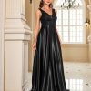 Deep-V Sleeveless Sequin Elegant Evening Gown Bridesmaid Plus Size