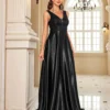Deep-V Sleeveless Sequin Elegant Evening Gown Bridesmaid Plus Size