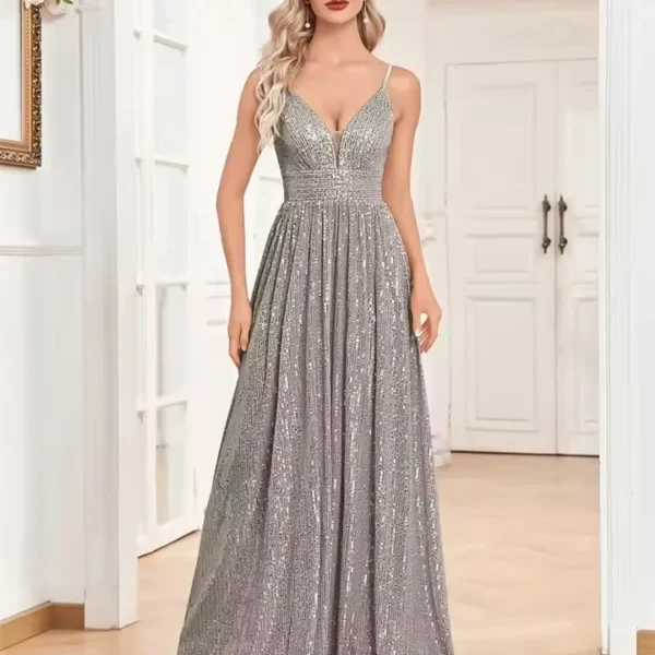 Backless Sequin Long Mermaid Evening Dress Bridesmaid Gown