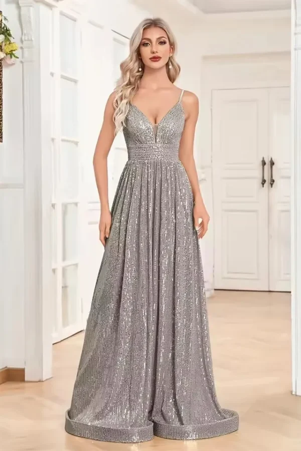 Backless Sequin Long Mermaid Evening Dress Bridesmaid Gown