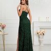 Womens Sequin Bodycon Evening Dress Spaghetti Strap V-Neck High Slit