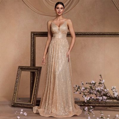 Backless Sequin Long Mermaid Evening Dress Bridesmaid Gown