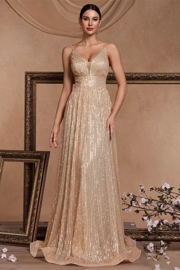 Backless Sequin Long Mermaid Evening Dress Bridesmaid Gown