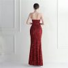 Strapless Sequin Slit Mermaid Maxi Evening Dress Hostess Plus Size