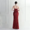 Strapless Sequin Slit Mermaid Maxi Evening Dress Hostess Plus Size