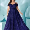 Plus Size Velvet Sequin Spaghetti Strap Evening Gown 2025 Summer Slimming Dress