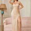 Sequin Evening Dress Sleeveless Spaghetti Strap Sexy Maxi Dress