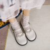 Womens Lolita Mary Jane Round Toe Bow Buckle Waxed Leather Low Heel Breathable