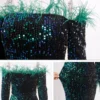 Feather Off-Shoulder Sequin Velvet Stretch Mermaid Evening Party Dress