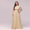 Women Plus Size Elegant Sequin Embroidery Short Sleeve Tulle Evening Gown Dress