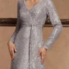 Sequin Long Sleeve V-Neck Elegant Maxi Evening Gown Women Dress