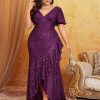 Plus Size Mermaid Sequin Evening Dress V-Neck Sleeveless High Waist