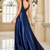 Deep-V Sleeveless Sequin Elegant Evening Gown Bridesmaid Plus Size