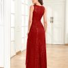 Womens Elegant Sequin Evening Cocktail Dress Deep-V Asymmetric Slit Slim