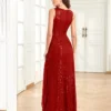 Womens Elegant Sequin Evening Cocktail Dress Deep-V Asymmetric Slit Slim