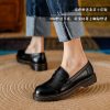 Womens Retro Round Toe Leather Loafer Flats Shoes Slip On Casual All Season