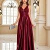 Deep-V Sleeveless Sequin Elegant Evening Gown Bridesmaid Plus Size