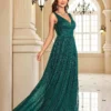 Emerald Green Sequin Backless Slim Evening Gown Womens Bridesmaid Dress