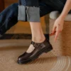 Womens Preppy Round Toe Mary Jane Shoes Buckle Strap Leather Platform