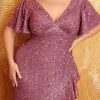 Plus Size Mermaid Sequin Evening Dress V-Neck Sleeveless High Waist