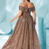 Plus Size Velvet Sequin Spaghetti Strap Evening Gown 2025 Summer Slimming Dress