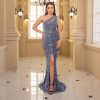 Sequin One Shoulder Cutout Slit Mermaid Party Dress