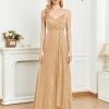 Spaghetti Strap V-Neck Sequin Evening Dress Bridesmaid Party Wedding Plus Size