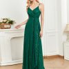 Spaghetti Strap V-Neck Sequin Evening Dress Bridesmaid Party Wedding Plus Size