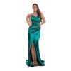 Satin Spaghetti Strap Ruched Mermaid Slit Evening Dress