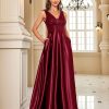 Deep-V Sleeveless Sequin Elegant Evening Gown Bridesmaid Plus Size
