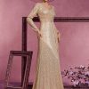 Sequin Long Sleeve V-Neck Elegant Maxi Evening Gown Women Dress