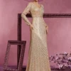 Sequin Long Sleeve V-Neck Elegant Maxi Evening Gown Women Dress