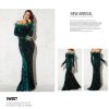 Feather Off-Shoulder Sequin Velvet Stretch Mermaid Evening Party Dress