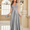 Deep-V Sleeveless Sequin Elegant Evening Gown Bridesmaid Plus Size