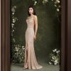 Sequin Evening Dress Sleeveless Draped Neckline Slit Maxi Elegant