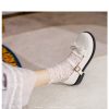 Womens Lolita Mary Jane Round Toe Bow Buckle Waxed Leather Low Heel Breathable