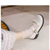 Womens Lolita Mary Jane Round Toe Bow Buckle Waxed Leather Low Heel Breathable