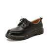 Womens Preppy Round Toe Lace-Up Leather Platform Shoes Oxfords