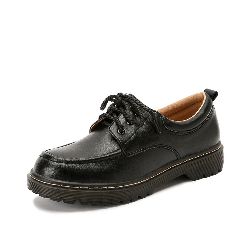 Womens Preppy Round Toe Lace-Up Leather Platform Shoes Oxfords