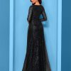 Sequin Long Sleeve V-Neck Elegant Maxi Evening Gown Women Dress