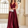 Deep-V Sleeveless Sequin Elegant Evening Gown Bridesmaid Plus Size
