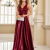 Deep-V Sleeveless Sequin Elegant Evening Gown Bridesmaid Plus Size