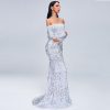 Sexy Off-Shoulder Long Sleeve Sequin Mermaid Party Maxi Dress Plus Size