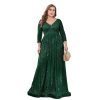 Women Plus Size Sequin Long Sleeve V-Neck Elegant Evening Party Dress