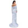 Sexy Off-Shoulder Long Sleeve Sequin Mermaid Party Maxi Dress Plus Size
