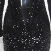 Long Sleeve Sequin Stretch Velvet Mermaid Evening Dress