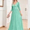 Sequin Evening Dress Women Long Sleeve V-Neck Elegant Maxi Gown