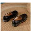 Womens Retro Round Toe Leather Loafer Flats Shoes Slip On Casual All Season